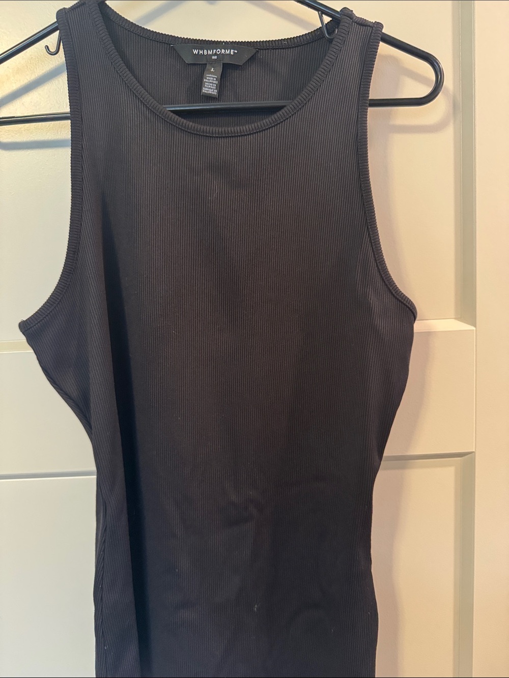 White House Black Market-Ribbed Black Sleeveless Tank Top